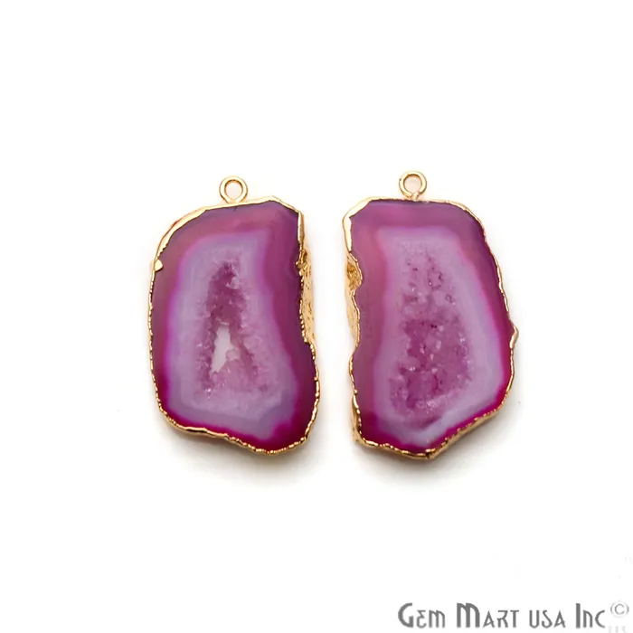 GemmartUSA Earrings Agate Slice 36x22mm Gold Electroplated Gemstone Earring Connector 1 Pair GemmartUSA Earrings Agate Slice 36x22mm Gold Electroplated Gemstone Earring Connector 1 Pair