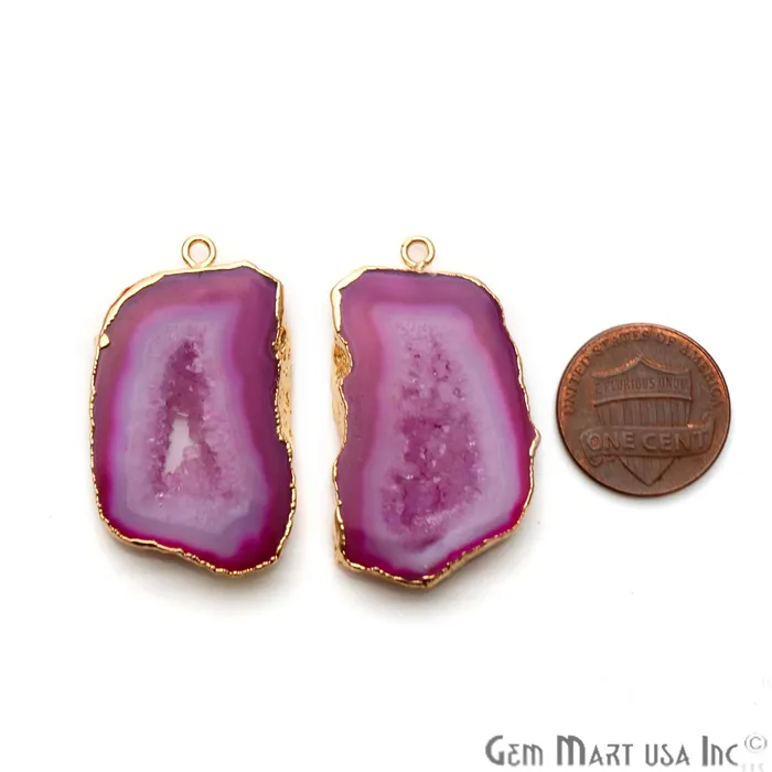 GemmartUSA Earrings Agate Slice 36x22mm Gold Electroplated Gemstone Earring Connector 1 Pair GemmartUSA Earrings Agate Slice 36x22mm Gold Electroplated Gemstone Earring Connector 1 Pair