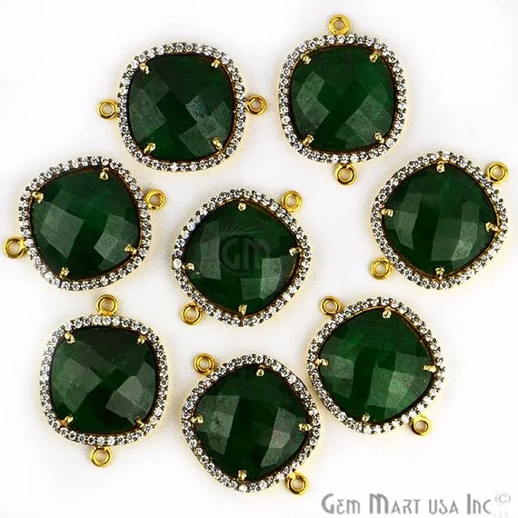 GemmartUSA Earrings Gemstone 16mm Cushion Cubic Zirconia Gold Bezel Oxidized Pave Setting Connector GemmartUSA Earrings Gemstone 16mm Cushion Cubic Zirconia Gold Bezel Oxidized Pave Setting Connector