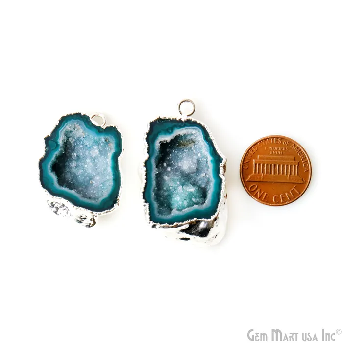 GemMartUSA Earrings Geode Druzy 23x36mm Organic Silver Electroplated Single Bail Gemstone Earring Connector 1 Pair GemMartUSA Earrings Geode Druzy 23x36mm Organic Silver Electroplated Single Bail Gemstone Earring Connector 1 Pair