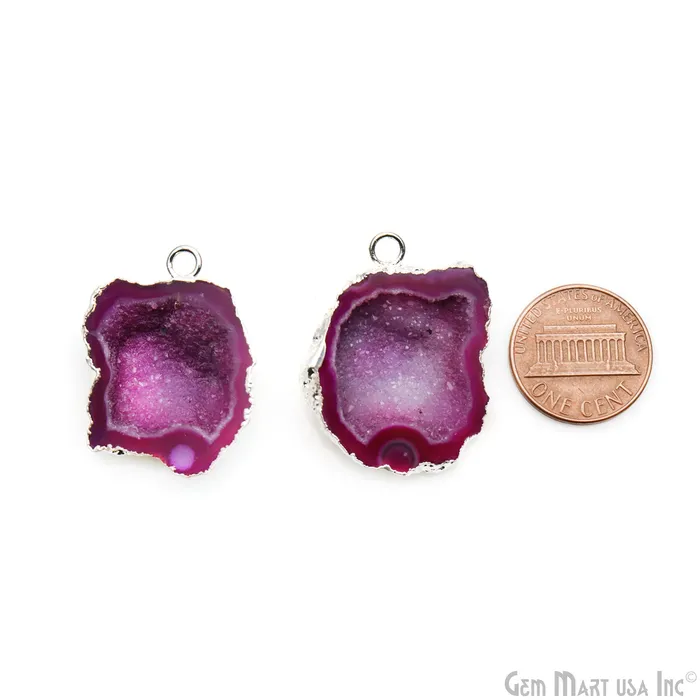 GemMartUSA Earrings Geode Druzy 25x31mm Organic Silver Electroplated Single Bail Gemstone Earring Connector 1 Pair GemMartUSA Earrings Geode Druzy 25x31mm Organic Silver Electroplated Single Bail Gemstone Earring Connector 1 Pair