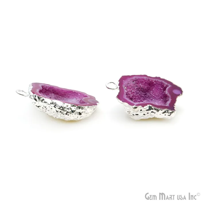 GemMartUSA Earrings Geode Druzy 25x31mm Organic Silver Electroplated Single Bail Gemstone Earring Connector 1 Pair GemMartUSA Earrings Geode Druzy 25x31mm Organic Silver Electroplated Single Bail Gemstone Earring Connector 1 Pair