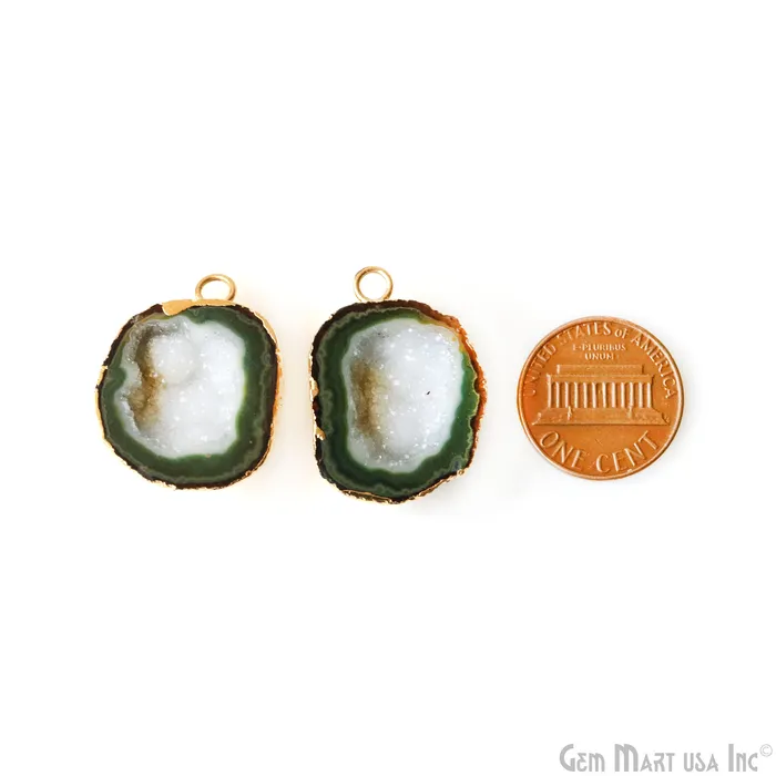 GemMartUSA Earrings Geode Druzy 27x20mm Organic Gold Electroplated Single Bail Gemstone Earring Connector 1 Pair GemMartUSA Earrings Geode Druzy 27x20mm Organic Gold Electroplated Single Bail Gemstone Earring Connector 1 Pair