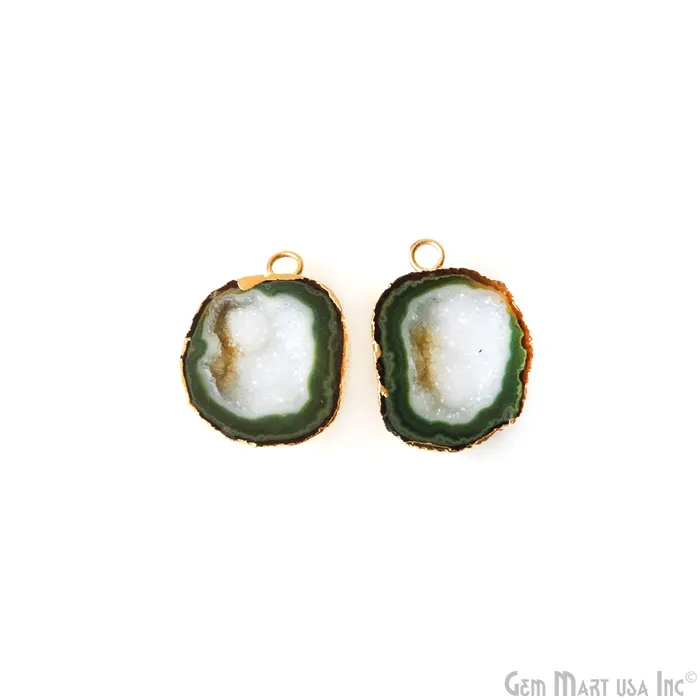 GemMartUSA Earrings Geode Druzy 27x20mm Organic Gold Electroplated Single Bail Gemstone Earring Connector 1 Pair GemMartUSA Earrings Geode Druzy 27x20mm Organic Gold Electroplated Single Bail Gemstone Earring Connector 1 Pair