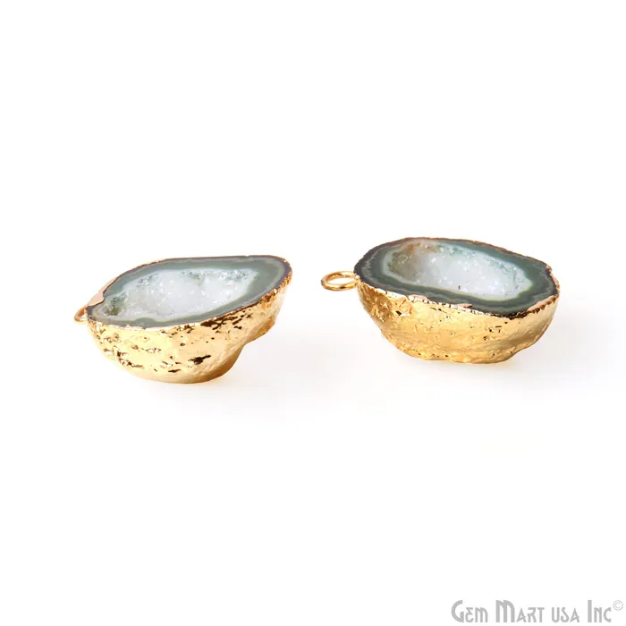 GemMartUSA Earrings Geode Druzy 27x20mm Organic Gold Electroplated Single Bail Gemstone Earring Connector 1 Pair GemMartUSA Earrings Geode Druzy 27x20mm Organic Gold Electroplated Single Bail Gemstone Earring Connector 1 Pair