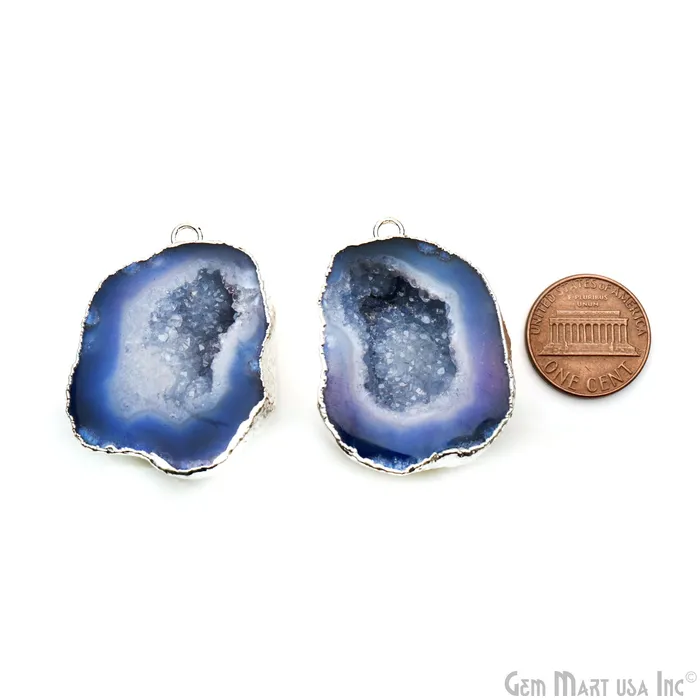 GemMartUSA Earrings Geode Druzy 30x38mm Organic Silver Electroplated Single Bail Gemstone Earring Connector 1 Pair GemMartUSA Earrings Geode Druzy 30x38mm Organic Silver Electroplated Single Bail Gemstone Earring Connector 1 Pair