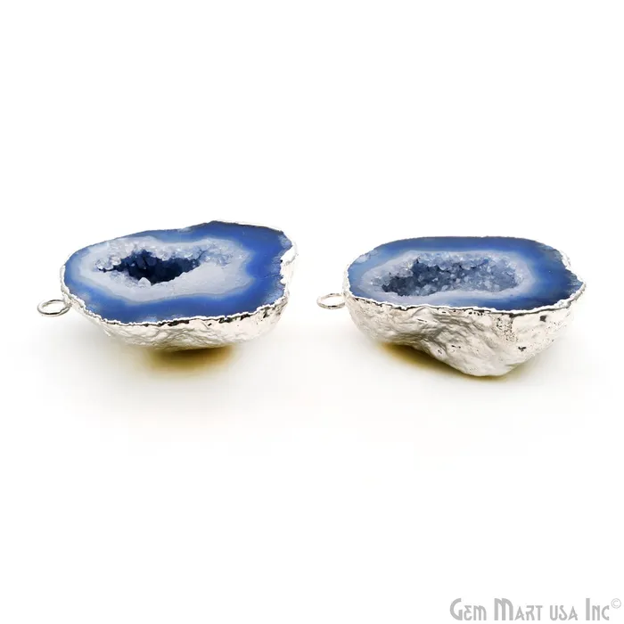 GemMartUSA Earrings Geode Druzy 30x38mm Organic Silver Electroplated Single Bail Gemstone Earring Connector 1 Pair GemMartUSA Earrings Geode Druzy 30x38mm Organic Silver Electroplated Single Bail Gemstone Earring Connector 1 Pair