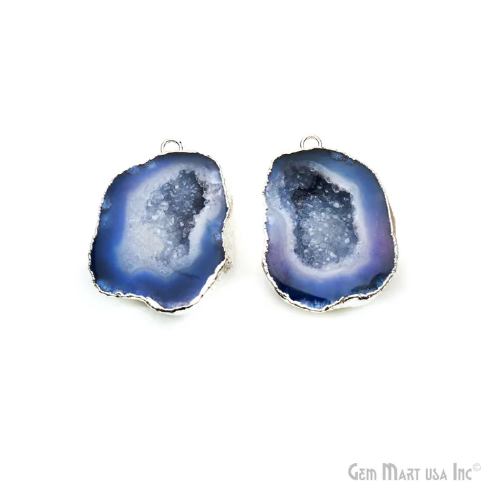 GemMartUSA Earrings Geode Druzy 30x38mm Organic Silver Electroplated Single Bail Gemstone Earring Connector 1 Pair GemMartUSA Earrings Geode Druzy 30x38mm Organic Silver Electroplated Single Bail Gemstone Earring Connector 1 Pair