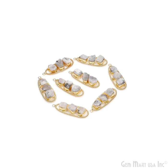GemMartUSA Earrings Rainbow Moonstone Rough Gemstone Free Form Oval Gold Plated Twisted Bezel setting 44x16mm DIY Earring Pendant Connector GemMartUSA Earrings Rainbow Moonstone Rough Gemstone Free Form Oval Gold Plated Twisted Bezel setting 44x16mm DIY Earring Pendant Connector