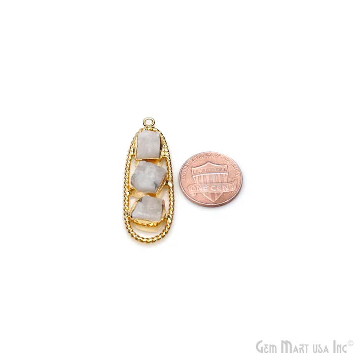GemMartUSA Earrings Rainbow Moonstone Rough Gemstone Free Form Oval Gold Plated Twisted Bezel setting 44x16mm DIY Earring Pendant Connector GemMartUSA Earrings Rainbow Moonstone Rough Gemstone Free Form Oval Gold Plated Twisted Bezel setting 44x16mm DIY Earring Pendant Connector
