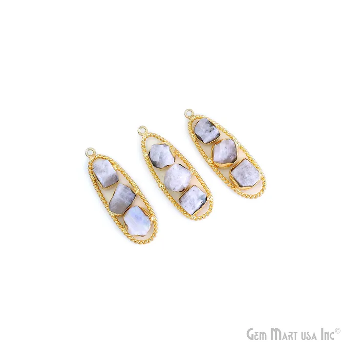GemMartUSA Earrings Rainbow Moonstone Rough Gemstone Free Form Oval Gold Plated Twisted Bezel setting 44x16mm DIY Earring Pendant Connector GemMartUSA Earrings Rainbow Moonstone Rough Gemstone Free Form Oval Gold Plated Twisted Bezel setting 44x16mm DIY Earring Pendant Connector