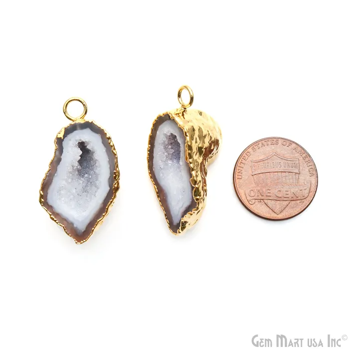 GemMartUSA Geode Druzy 31x16mm Organic Gold Electroplated Single Bail Gemstone Earring Connector 1 Pair Earrings GemMartUSA Geode Druzy 31x16mm Organic Gold Electroplated Single Bail Gemstone Earring Connector 1 Pair Earrings