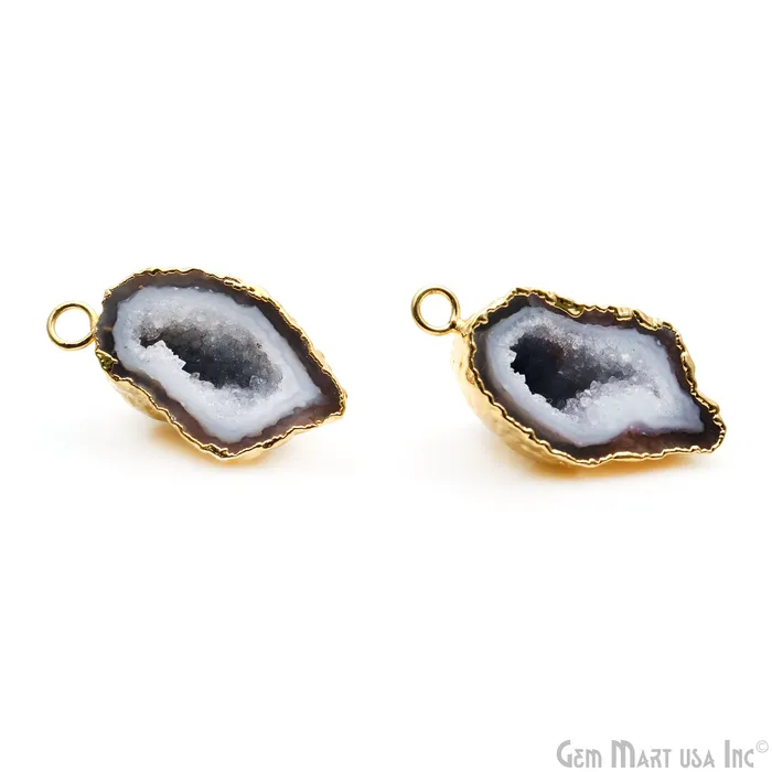 GemMartUSA Geode Druzy 31x16mm Organic Gold Electroplated Single Bail Gemstone Earring Connector 1 Pair Earrings GemMartUSA Geode Druzy 31x16mm Organic Gold Electroplated Single Bail Gemstone Earring Connector 1 Pair Earrings
