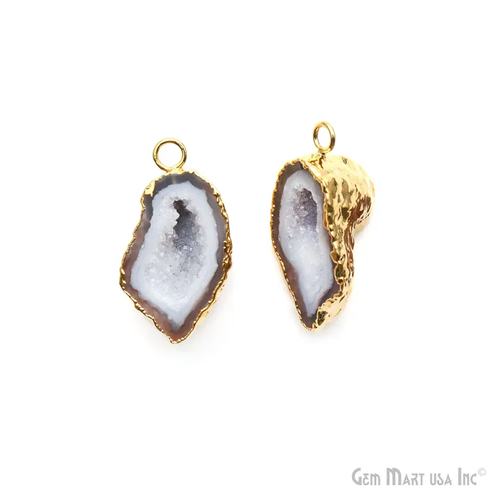 GemMartUSA Geode Druzy 31x16mm Organic Gold Electroplated Single Bail Gemstone Earring Connector 1 Pair Earrings GemMartUSA Geode Druzy 31x16mm Organic Gold Electroplated Single Bail Gemstone Earring Connector 1 Pair Earrings