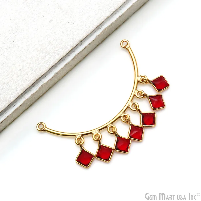 GemMartUSA Necklaces Crescent Moon Gold Plated Double Bail Square Chandelier Necklace GemMartUSA Necklaces Crescent Moon Gold Plated Double Bail Square Chandelier Necklace