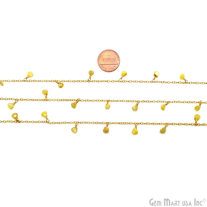 GemMartUSA Necklaces Dark Golden Rutile Heart 5mm Gold Wire Wrapped Dangle Rosary Chain GemMartUSA Necklaces Dark Golden Rutile Heart 5mm Gold Wire Wrapped Dangle Rosary Chain