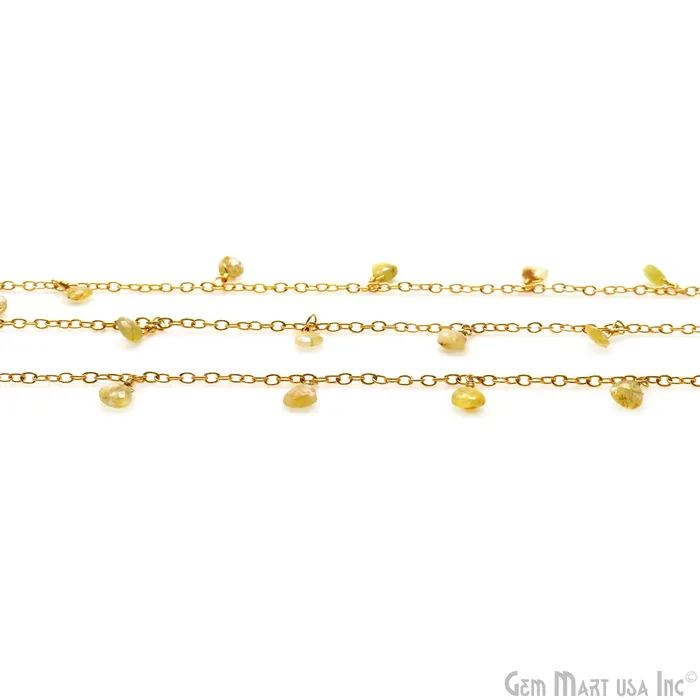 GemMartUSA Necklaces Dark Golden Rutile Heart 5mm Gold Wire Wrapped Dangle Rosary Chain GemMartUSA Necklaces Dark Golden Rutile Heart 5mm Gold Wire Wrapped Dangle Rosary Chain