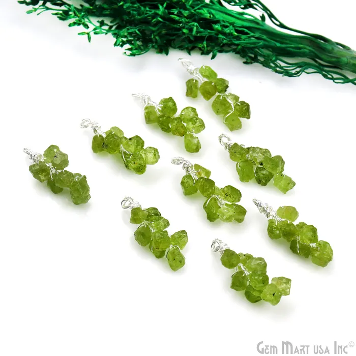 GemmartUSA Necklaces DIY Rough Gemstones 30x10mm Silver Wire Wrapped Connector Pendant 1pc GemmartUSA Necklaces DIY Rough Gemstones 30x10mm Silver Wire Wrapped Connector Pendant 1pc