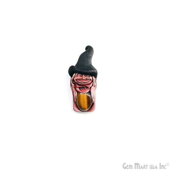 GemMartUSA Necklaces Merlin Elfin Tiger Eye Crystal Pendant Handmade Clay Artware Halloween Crystal Figurine GemMartUSA Necklaces Merlin Elfin Tiger Eye Crystal Pendant Handmade Clay Artware Halloween Crystal Figurine