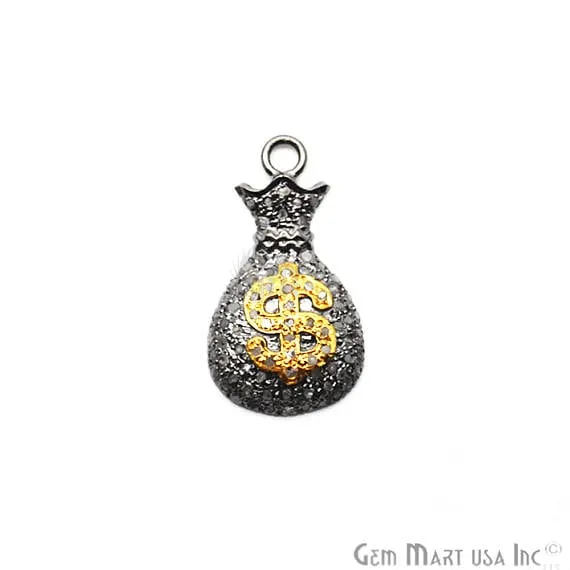 GemmartUSA Necklaces Pave Money Bag Diamond Charm Pendant Sterling Silver Necklace Charm Pendant GemmartUSA Necklaces Pave Money Bag Diamond Charm Pendant Sterling Silver Necklace Charm Pendant