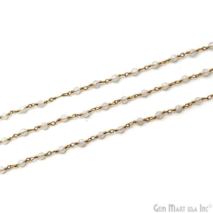 GemMartUSA Necklaces Rainbow Faceted Beads 253mm Gold Plated Wire Wrapped Rosary Chain GemMartUSA Necklaces Rainbow Faceted Beads 253mm Gold Plated Wire Wrapped Rosary Chain