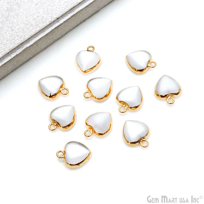 GemMartUSA Necklaces White Monalisa Heart 15x12mm Gold Electroplated Gemstone Connector Pendant GemMartUSA Necklaces White Monalisa Heart 15x12mm Gold Electroplated Gemstone Connector Pendant