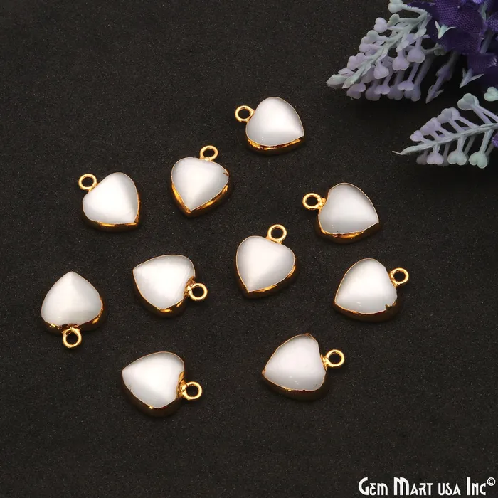 GemMartUSA Necklaces White Monalisa Heart 15x12mm Gold Electroplated Gemstone Connector Pendant GemMartUSA Necklaces White Monalisa Heart 15x12mm Gold Electroplated Gemstone Connector Pendant
