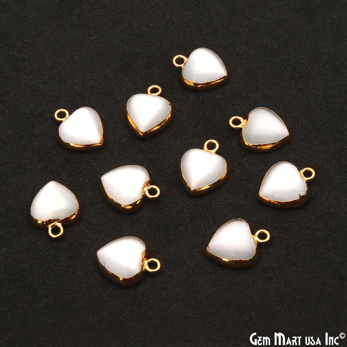 GemMartUSA Necklaces White Monalisa Heart 15x12mm Gold Electroplated Gemstone Connector Pendant GemMartUSA Necklaces White Monalisa Heart 15x12mm Gold Electroplated Gemstone Connector Pendant