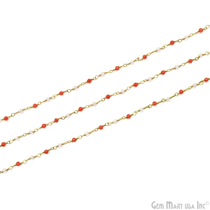 GemMartUSA PreStyled Sets Carnelian Crystal 335mm Faceted Beads Gold Wire Wrapped Rosary GemMartUSA PreStyled Sets Carnelian Crystal 335mm Faceted Beads Gold Wire Wrapped Rosary