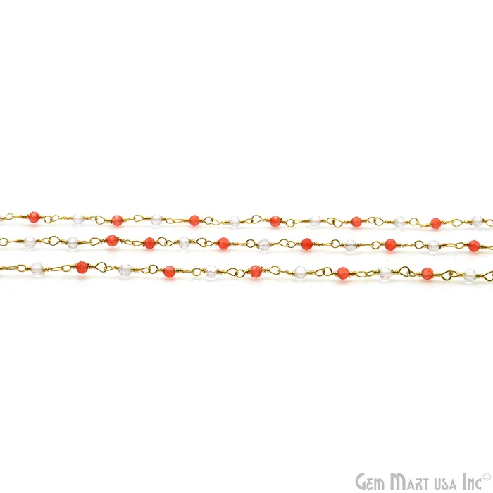 GemMartUSA PreStyled Sets Carnelian Crystal 335mm Faceted Beads Gold Wire Wrapped Rosary GemMartUSA PreStyled Sets Carnelian Crystal 335mm Faceted Beads Gold Wire Wrapped Rosary