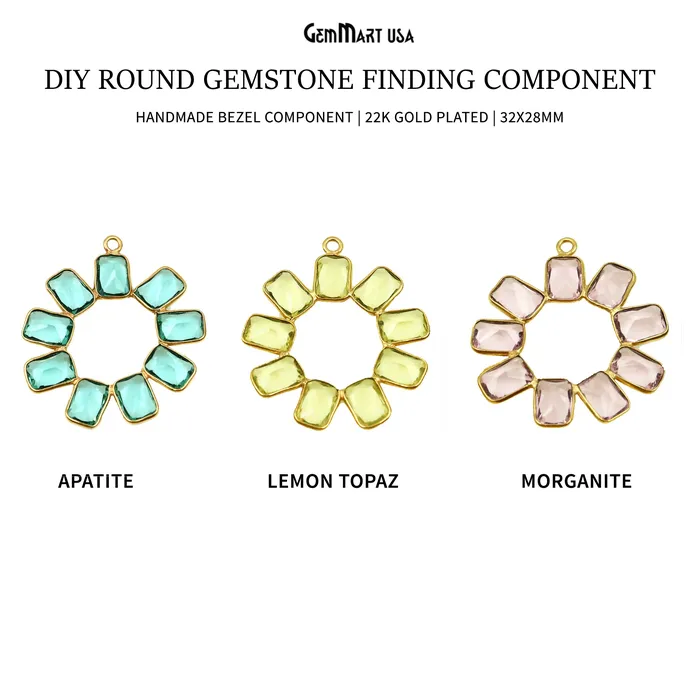 GemmartUSA PreStyled Sets DIY Round Gemstone 32x28mm Gold Plated Chandelier Finding Component GemmartUSA PreStyled Sets DIY Round Gemstone 32x28mm Gold Plated Chandelier Finding Component