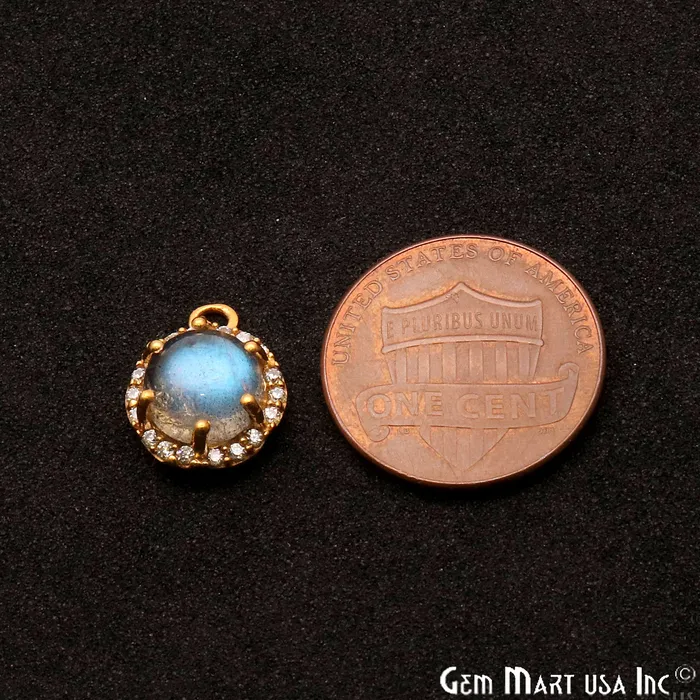 GemmartUSA PreStyled Sets Labradorite 13x10mm Round Cabochon CZ Pave Gold Plated Gemstone Connector GemmartUSA PreStyled Sets Labradorite 13x10mm Round Cabochon CZ Pave Gold Plated Gemstone Connector