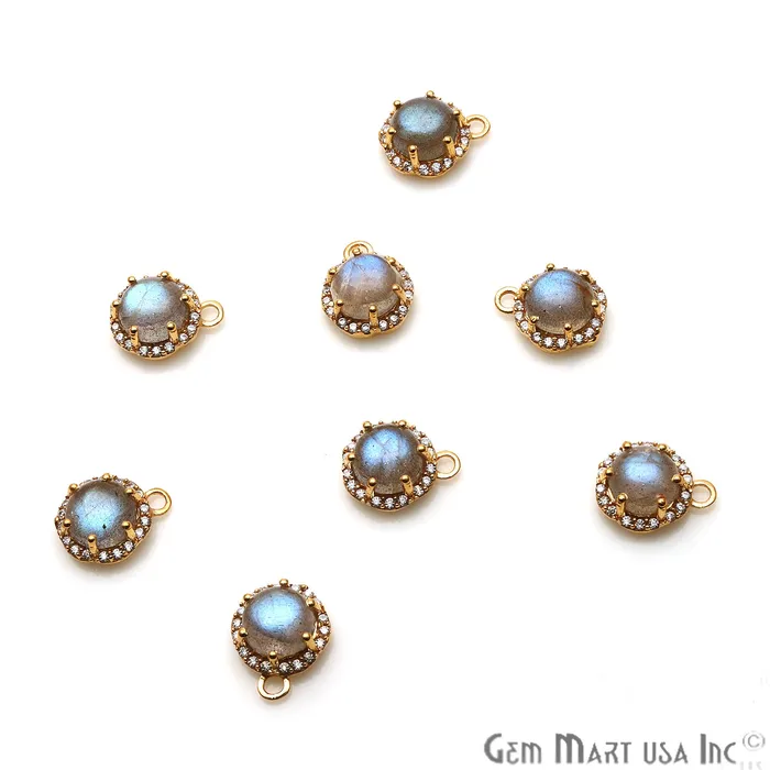 GemmartUSA PreStyled Sets Labradorite 13x10mm Round Cabochon CZ Pave Gold Plated Gemstone Connector GemmartUSA PreStyled Sets Labradorite 13x10mm Round Cabochon CZ Pave Gold Plated Gemstone Connector