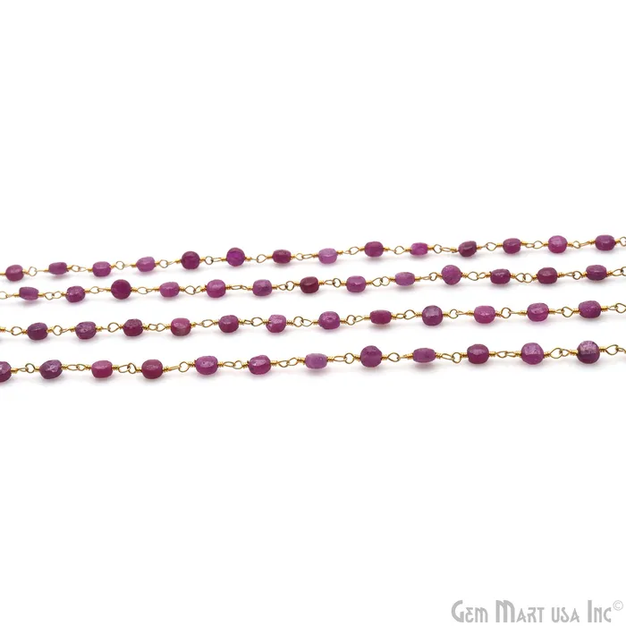 GemMartUSA PreStyled Sets Ruby Faceted Coin 34mm Gold Wire Wrapped Rosary Chain GemMartUSA PreStyled Sets Ruby Faceted Coin 34mm Gold Wire Wrapped Rosary Chain