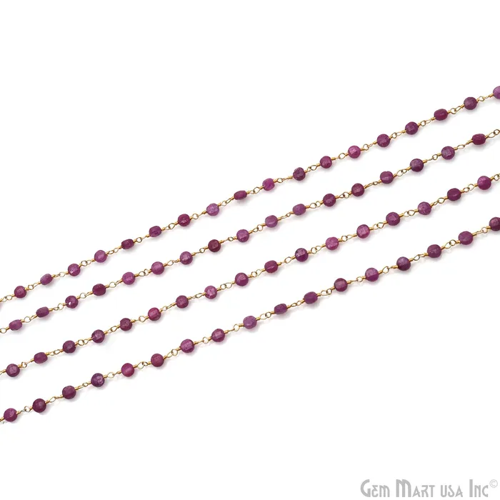 GemMartUSA PreStyled Sets Ruby Faceted Coin 34mm Gold Wire Wrapped Rosary Chain GemMartUSA PreStyled Sets Ruby Faceted Coin 34mm Gold Wire Wrapped Rosary Chain