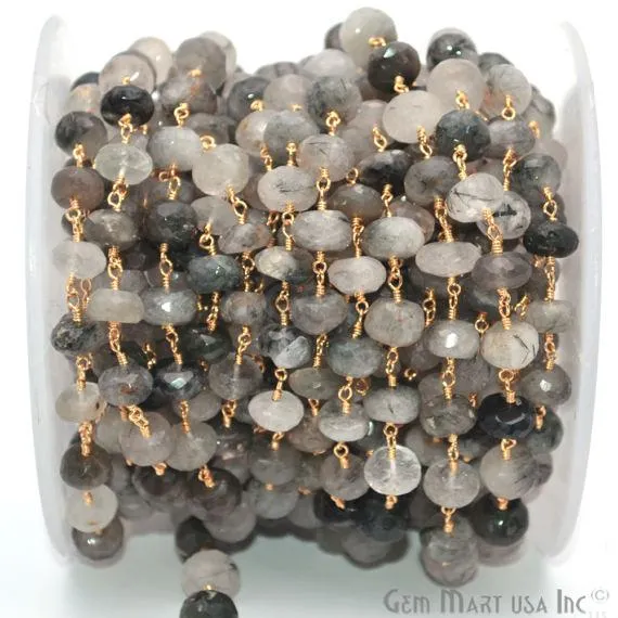 GemMartUSA PreStyled Sets Rutilated Gold Plated Wire Wrapped Beads Rosary Chain GemMartUSA PreStyled Sets Rutilated Gold Plated Wire Wrapped Beads Rosary Chain