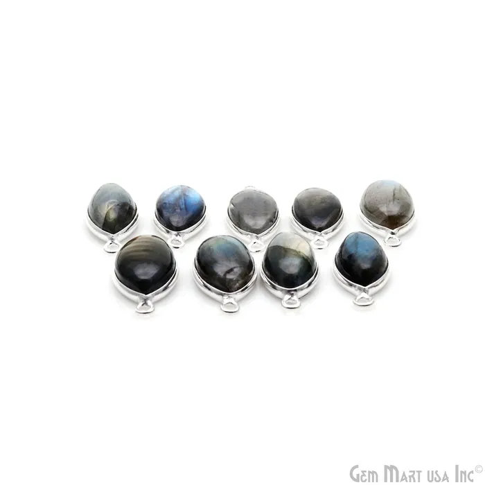 GemmartUSA Rings Flashy Labradorite Cabochon 9x16mm Marquise Double Bail Silver Plated Gemstone Connector GemmartUSA Rings Flashy Labradorite Cabochon 9x16mm Marquise Double Bail Silver Plated Gemstone Connector