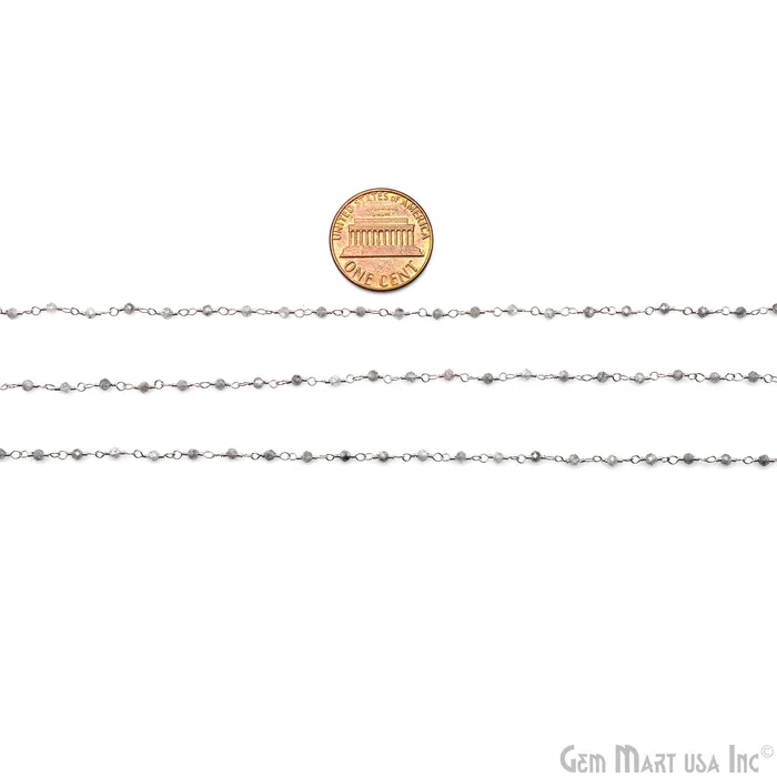 GemMartUSA Rings Mistique Labradorite 225mm Round Tiny Beads Silver Plated Rosary Chain GemMartUSA Rings Mistique Labradorite 225mm Round Tiny Beads Silver Plated Rosary Chain