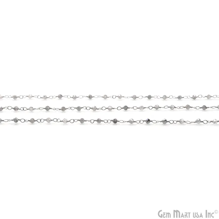GemMartUSA Rings Mistique Labradorite 225mm Round Tiny Beads Silver Plated Rosary Chain GemMartUSA Rings Mistique Labradorite 225mm Round Tiny Beads Silver Plated Rosary Chain