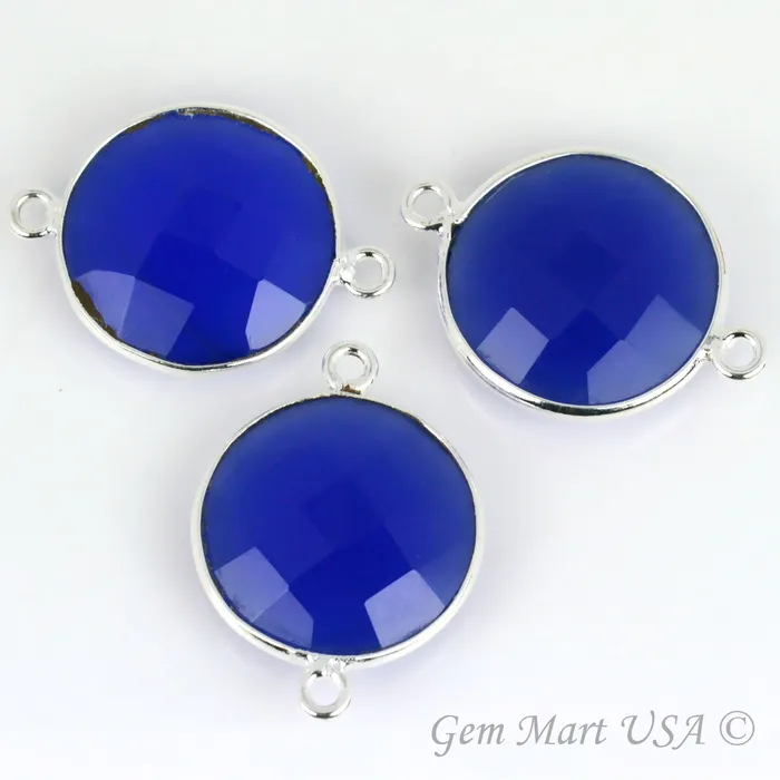 GemMartUSA Round 16mm Double Bail Silver Bezel Gemstone Connector Rings GemMartUSA Round 16mm Double Bail Silver Bezel Gemstone Connector Rings