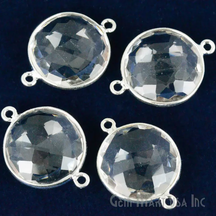 GemMartUSA Round 16mm Double Bail Silver Bezel Gemstone Connector Rings GemMartUSA Round 16mm Double Bail Silver Bezel Gemstone Connector Rings