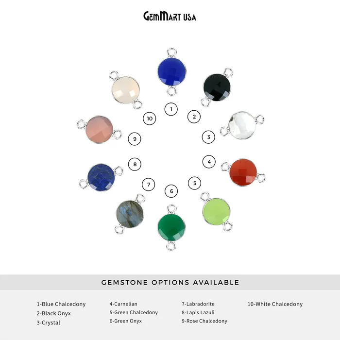 GemMartUSA Round 16mm Double Bail Silver Bezel Gemstone Connector Rings GemMartUSA Round 16mm Double Bail Silver Bezel Gemstone Connector Rings