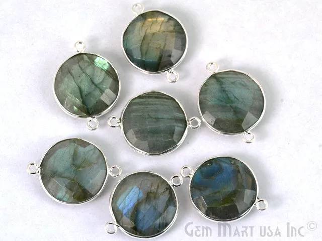 GemMartUSA Round 16mm Double Bail Silver Bezel Gemstone Connector Rings GemMartUSA Round 16mm Double Bail Silver Bezel Gemstone Connector Rings