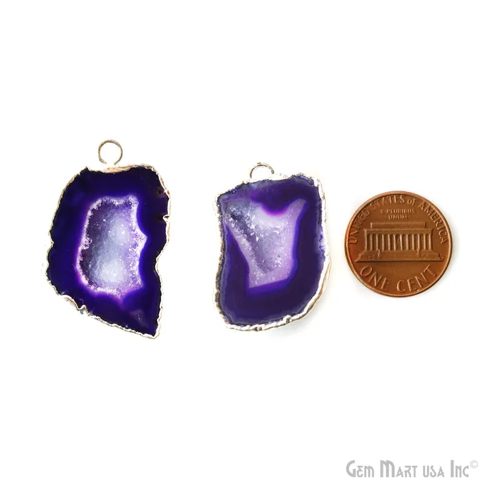 Geode Druzy 21x36mm Organic Silver Electroplated Single Bail Gemstone Earring Connector 1 Pair GemMartUSA Earrings Geode Druzy 21x36mm Organic Silver Electroplated Single Bail Gemstone Earring Connector 1 Pair GemMartUSA Earrings