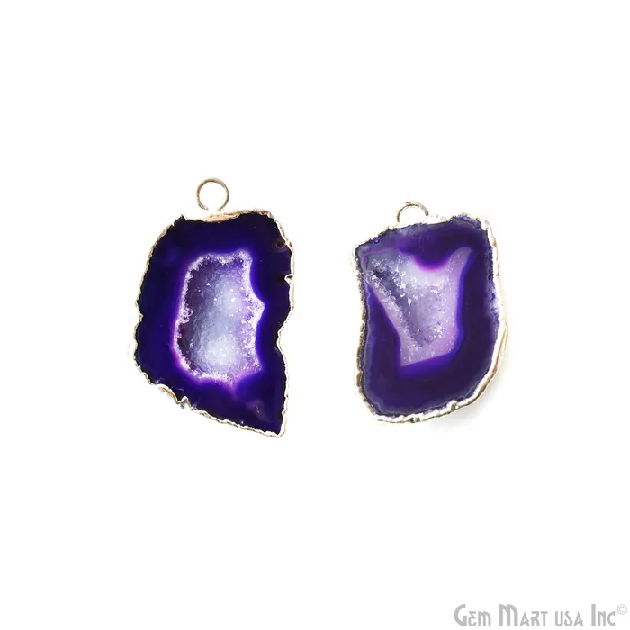 Geode Druzy 21x36mm Organic Silver Electroplated Single Bail Gemstone Earring Connector 1 Pair GemMartUSA Earrings Geode Druzy 21x36mm Organic Silver Electroplated Single Bail Gemstone Earring Connector 1 Pair GemMartUSA Earrings