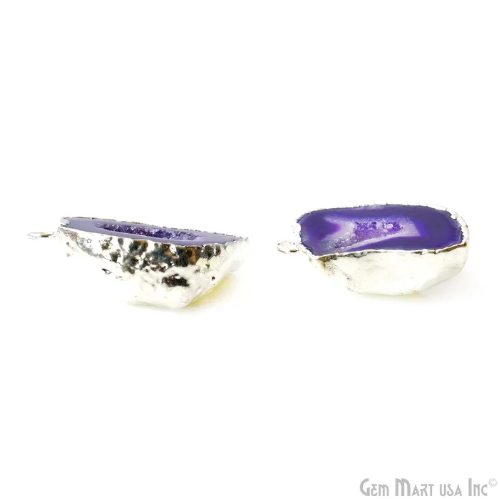 Geode Druzy 21x36mm Organic Silver Electroplated Single Bail Gemstone Earring Connector 1 Pair GemMartUSA Earrings Geode Druzy 21x36mm Organic Silver Electroplated Single Bail Gemstone Earring Connector 1 Pair GemMartUSA Earrings