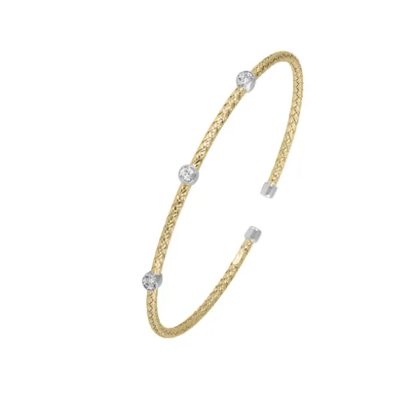 Gold Plated Mesh Flex Cuff Bracelet w Bezel Set CZs SI5276 Charles Garnier Bracelets Gold Plated Mesh Flex Cuff Bracelet w Bezel Set CZs SI5276 Charles Garnier Bracelets