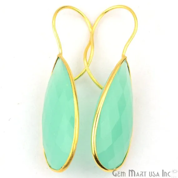 Gold Plated Pears Shape 33x16mm Gemstone Dangle Hook Earrings Choose Your Gemstone 900861 GemMartUSA Earrings