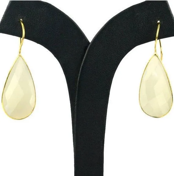 Gold Plated Pears Shape 33x16mm Gemstone Dangle Hook Earrings Choose Your Gemstone 900861 GemMartUSA Earrings
