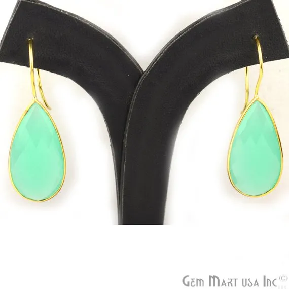 Gold Plated Pears Shape 33x16mm Gemstone Dangle Hook Earrings Choose Your Gemstone 900861 GemMartUSA Earrings